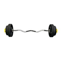 헬스프라자 중량컬바세트 이지바 우레탄 중량원판 바벨컬 38kg 세트, 락조마구리 화이트