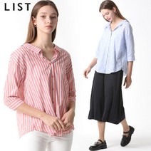 리스트 오버핏 스트라이프 코튼 셔츠