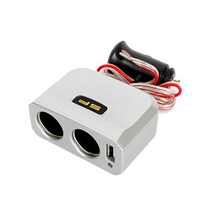 2구 스마트폰 충전 USB 차량용 멀티소켓 편의용품 어댑터 하이패스, 블랙