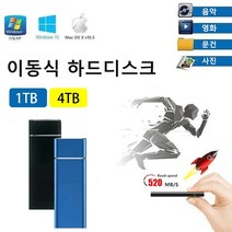 대용량 외장하드휴대용1TB/4TB 고속 솔리드 스테이트 외장 하드 드라이브, 블랙, 4TB