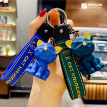 PKLN 강아지 고양이 키링 열쇠고리, B타입 캐츠브릭 블루1개+그린1개