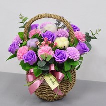 [바보사랑] 비누꽃바구니 생일생신축하꽃다발 바이올렛 32