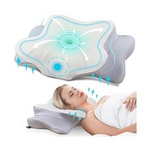 DONAMA 목 통증 완화를 위한 도나마 경부 베개 콘투어 메모리 폼 옆구리용 에르고노믹스 정형외과 지지대 통기성 케이스 퀸 사이즈 라이트 그레이 1팩, Light Grey, Queen Size 24.8