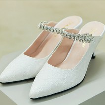 카라코사 국내수제화 7cm 레이스 등보석 슬리퍼힐