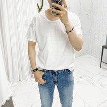 아도르클래식 통풍 잘되는 면 U넥 여름 반팔티