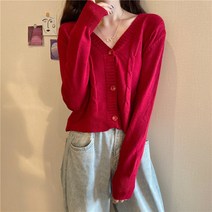 체인지쉬 (change she) 여성 꽈배기 브이넥 슬림 가디건
