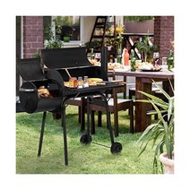 MGHH 차콜 그릴 2륜 사이드 파이어 박스 휴대용 812인용 소형 BBQ 오븐 오프셋 스모커 야외 파티오 뒷마당 캠핑 피크닉