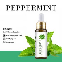 퓨어 천연 라벤더 에센셜 오일 디퓨저 10ml 유칼립투스 레몬 자스민 민트 제라늄 로즈 티 트리 아로마, [01] 10ml, [04] Peppermint Oil