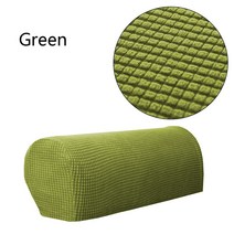 2PCS/ New Stretchy Premium Fit Chair Sofa Armrest Covers Fleece Couch Arm Protector, 01 green