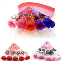 로박샵 비누 장미 꽃 카네이션 한송이 어버이날 스승의날 조화, 비누장미 한송이 연핑크