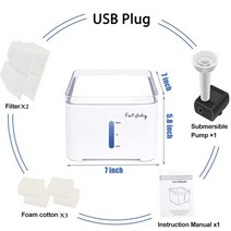 강아지자동급식기 2.5L 자동 고양이 물 분수 LED 전기 음소거 공급기 USB 개 애완 동물 음수 그릇 개를 위한 마시는 디스펜서, [02] Style B-2L