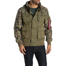 알파인더스트리 남성 빈티지 Olive/Camo Compound 항공점퍼 Utility Hooded 자켓