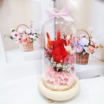 프리저브드장미 led유리돔 기념일선물, 핑크