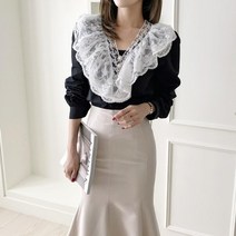 기타 바보사랑[옷자락]여자 레이스 브이넥 가을 고급스런 세련된 블라우스[무료배송]