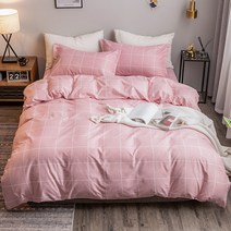 ETL 봄 이불커버 퀸 순면 모달 더블 킹 면이불커버 싱글 패턴 라지, 핑크체크