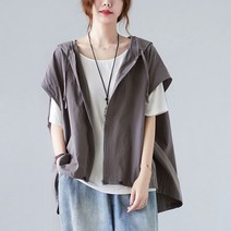 SJW 여름 여성 후드 조끼 무지 집업 민소매 포켓 오버핏 베스트 상의 아우터