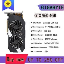 그래픽카드 기가바이트 raphic gtx 750ti 950 960 1050ti 1060, 가 960 4GB