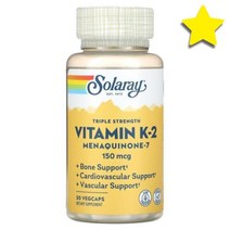 솔라레이 트리플 스트렝스 비타민 Vitamin K2 메나퀴논7 150mcg 식물성 베지캡슐 30정, SOR27877