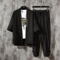 남자 반팔 두루마기 퓨전 한복 알라딘 여름 바지 세트 투피스