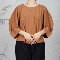 벅시루 여성 바실 라운드 벌룬 소매 블라우스