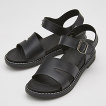 쑴 여성 뉴문 펀칭 슬림 스트랩 샌들 블랙 굽 4cm