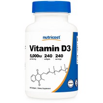 Nutricost Vitamin D3 뉴트리코스트 비타민 D 3 5000IU 240소프트젤, 1개