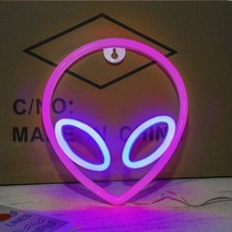 LED 전광판 네온간판 라인 레일 간접 조명 네온 사인 외계인 얼굴 모양의 벽, 외계인 핑크 블루
