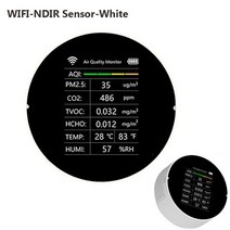 공기측정기 공기질측정기 온습도계 tuya wifi air quality monitor ndir co2 sensor with alarm clock pm2.5 tvoc hcho, 하얀