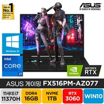 ASUS TUF Dash F15 FX516PM-AZ077 인텔11세대 i7-11370H RTX3060 윈도우10, WIN10 Pro, 16GB, 1TB, 코어i7, 그레이