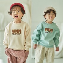 유아 세마리곰맨투맨[5호~13호]아기 남아 여아 기모 티셔츠 겨울 어린이집 등하원룩 설빔