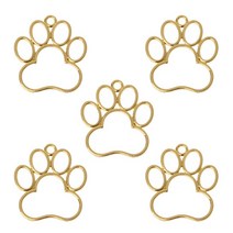 5pcs 애완 동물 개 발자국 빈 프레임 펜던트 오픈 베젤 설정 UV 수지 보석, 금