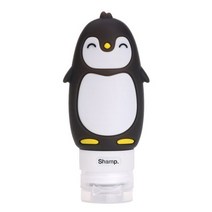 애니멀 동물 여행용 실리콘 소분 샴푸 리필 공병 튜브 용기 화장품 통, 펭귄블랙, 1개