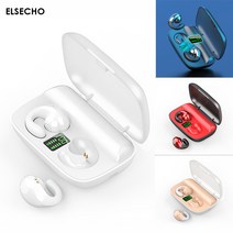 Elsecho 골전도 블루투스이어폰 이어클립형 방수 노이즈캔슬링헤드폰, 흰색