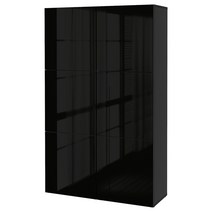 이케아 베스토 수납콤비네이션+도어 - 블랙브라운/셀스비켄 하이글로스/블랙 120x42x193 cm