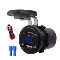 링브로워 유선송풍기 산업용 블로어 엔진 BLOWER 공업용환풍기 4.2A 듀얼 USB 차량용 충전기 소켓 전원 콘센트 어댑터 LED 전압계 휴대 전화 12V/24V 자동차 보트 해, [04] Blue with wire