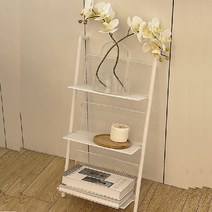 nobrand 벽면 스탠드형 잡지 도서 수납 3단 책장 철제 선반, 화이트