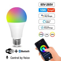 스마트전구 LED IOT Tuya-Rgb 스마트 전구 조도 조절 가능 Gu10 C37 A60 T37 E14 E27 B22 Wifi Led 매직, A60 10W E27_85-265V | 2개