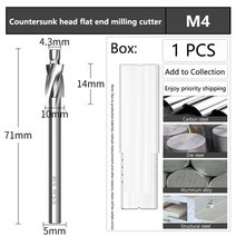 카운터싱킹 싱크 보링 헤드 밀링 커터 고속 강철 플랫 바닥 헤드 드릴 스트레이트 섕크, m4