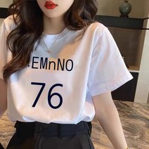 루즈한 반팔 티셔츠 여성 여름 신작 한국판 전천후 프린팅 티셔츠 여성 탑쇼 레드 레벨 추천 S 추천 - 캐티
