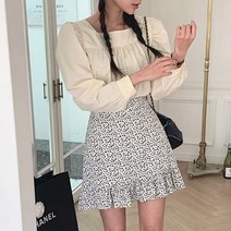 콩플라워 쉬폰프릴 미니 스커트팬츠