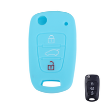 바이어블 현대 기아 3버튼 폴딩키 실리콘 스마트키 케이스 VA-S17, 스카이블루