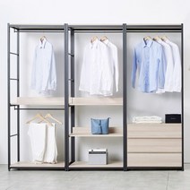 워너비 2400 3단서랍 행거 드레스룸 세트, 멀바우