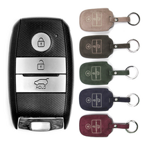 [SEMI셀렉티드 기아J] 더뉴레이 키케이스 3버튼 키홀더 스마트키 차키 홀더 커버, 차콜브라운 Charcoal Brown