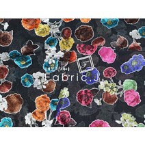 패브릭제이 75D 샤틴 번아웃원단 주름 플라워 프린트 겉감 2종 FJ-009, Pattern 01