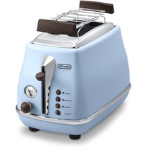 드롱기 De Longhi Icona Vintage CTOV 2103 - 롤빵 타워 베이글 토스터 6단계 브라우닝 레벨 해동 및 재가열 기능 우아한 복고풍 외관 베이글 굽기, 단품, 스카이