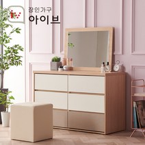 [장인가구] 유니코 그레이 1200 빅와이드 3단 서랍장+거울+스툴, 색상:그레이