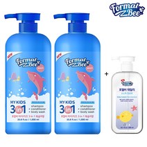 포멀비 키즈 3in1 어린이 유아 대용량 샴푸 바디워시 1000ML + 사은품, 복숭아향2개