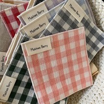 목화베리 패브릭 컵받침 홈까페 코튼 체크 패브릭 티코스터, 초코