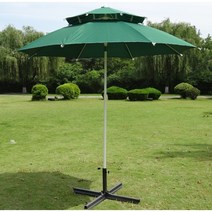 비치 파라솔 그늘막 테라스 카페 정원 캠핑용 각도조절, 2.5m 짙은 녹색 + 받침대