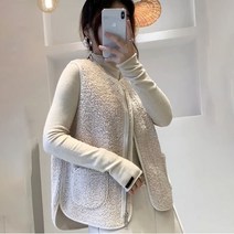 은창]베이직 심플 양털 조끼 여성 봄 가을 보온 사무실 실내 오버핏 베스트 상의 여자 지퍼 집업 겨울 퍼